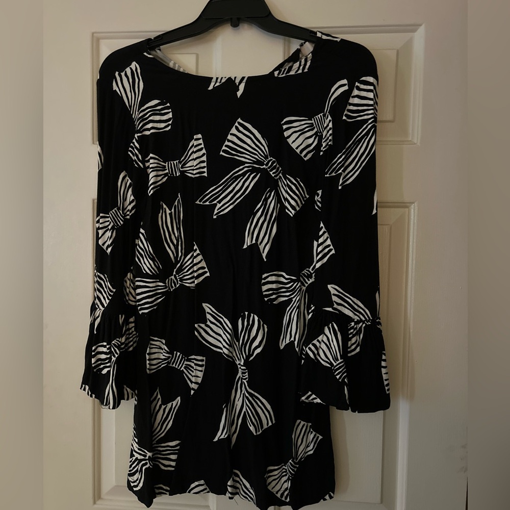 LOFT Black and White Bow Print Dress